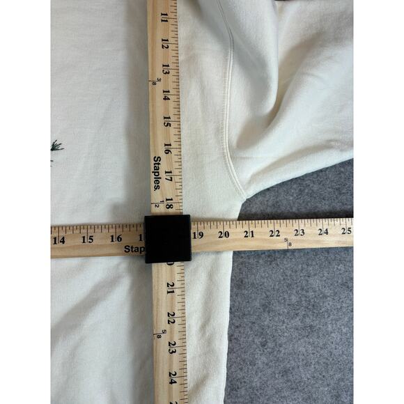 VINTAGE 90s Sweatshirt Womens Large White Embroidered Cardinal Birds Crew Neck - Picture 2 of 5